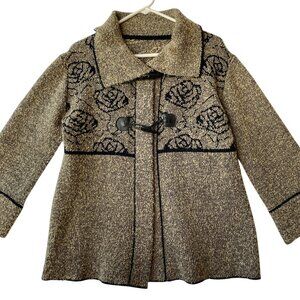 Vintage MASU de Park Susana Silk Rose Jacket Argentina Brown Womens Size M L